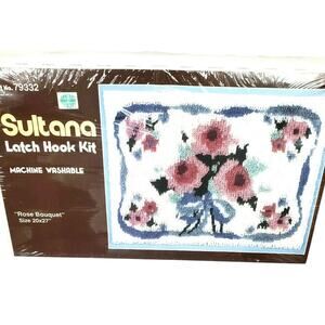 Vintage Sultana Latch Hook Kit Yarn Rug Rose Bouquet 20 X 27” New Sealed 79332